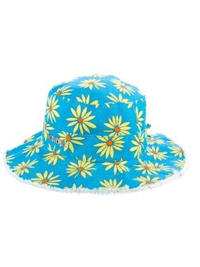 Jacquemus Blue Floral Daisy Bucket Hat with Yellow Flowers